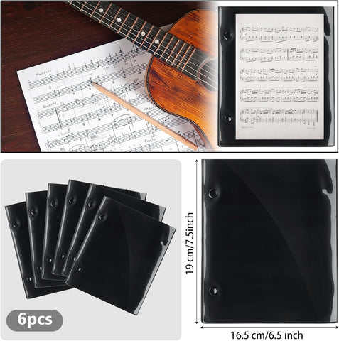 Outus 6 Pcs Marching Band Flip Folder for Lyre, Single/Double-Sided Waterproof Flip Folder Pages 7.5 x 6.3 Inch 2-Hole Sheet Music Holder Marching Band Accessory for Drum Corps (Single Side)