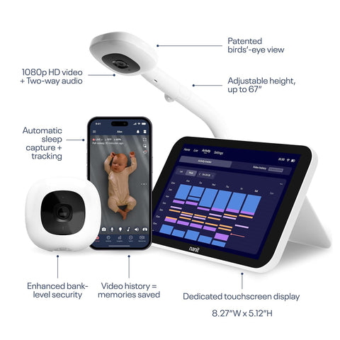 Nanit Smart Baby Video Monitor System with Floor Stand & 8" Display Screen