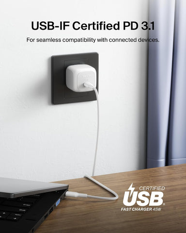 Belkin 45W Compact USB C Charger Block, Fast Charging for Travel