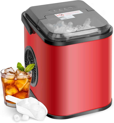 YSSOA Countertop Ice Maker with Ice Spoon and Basket, 26lbs Ice Per Day, 6 Mins 9 Bullet Ice, Self-Cleaning, Efficient for Camping, Kitchen, Office, Black