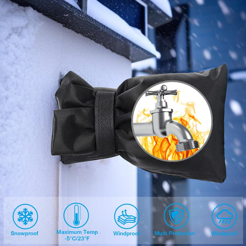 Outdoor Faucet Covers for Winter, Actgan 8.3"H x 6"W Thickened Outside Garden Faucet Socks for Freeze Protection, Reusable Insulated Faucet Covers, 2 Pack, Black