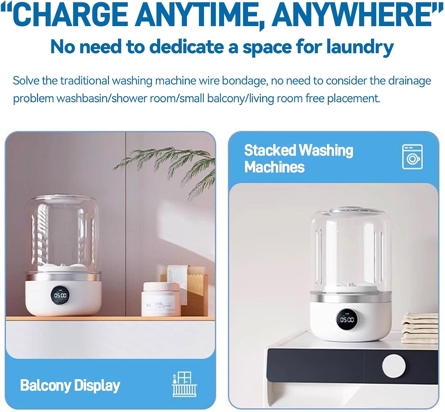 Ye02 Underwear Washer, mini portable washing machine, for Bras/Underwear/Socks, Rechargeable Cordless Mini Washing Machine for Home, Apartment, Camping, Travel