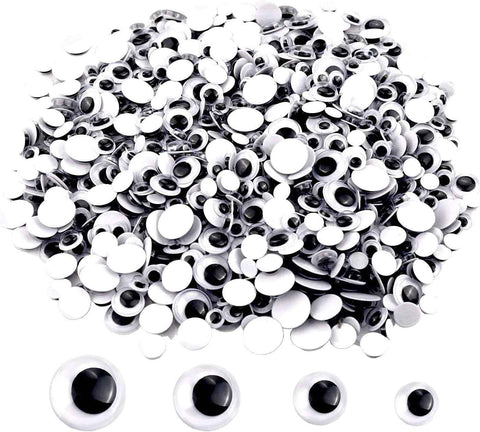 UPINS 300 Pcs Black Wiggle Googly Eyes with Self Adhesive Mixed Packaging