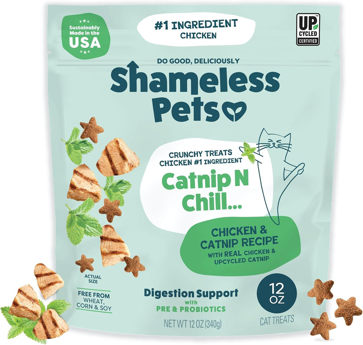 Shameless Pets Catnip N Chill Crunchy Cat Treats, 12 oz