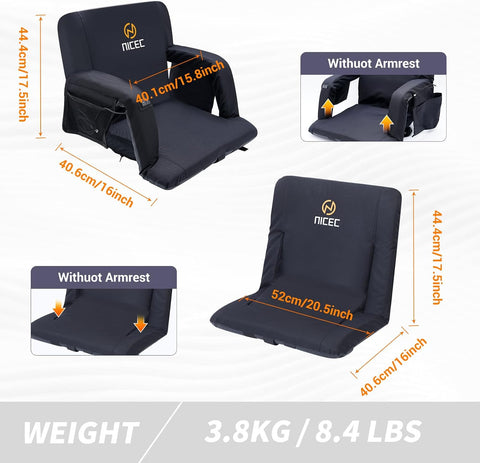 Nice C Heat Massage Stadium Seat, Reclining Bleacher Seat (Regular 1 Pack)