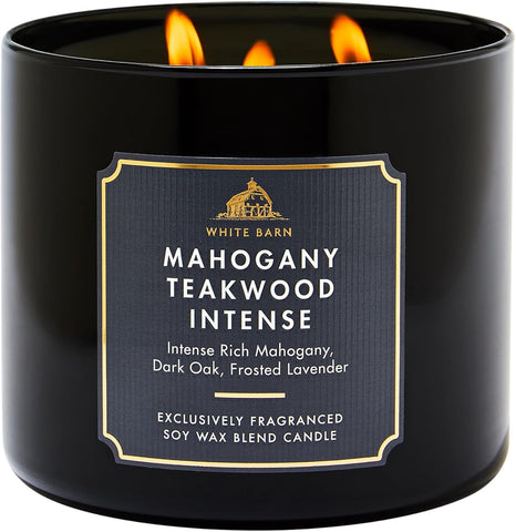Bath & Body Works 3-Wick Candle, Mahogany Teakwood Intense, Soy Wax Blend