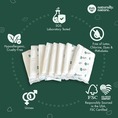 Naturally Nature Overnight Diaper Booster Pads, Stops Overnight Leaking, Diaper Liners for Toddler, Nighttime Diapers Size 5, Adhesive Pad for Girls, Boys, 32 ct.