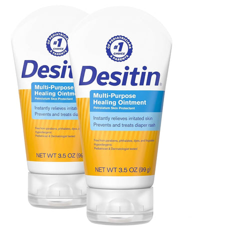 Desitin Skin Protectant Diaper Rash Ointment | Multi-Purpose | With Vitamins A & D | Travel Size | Pack of 2
