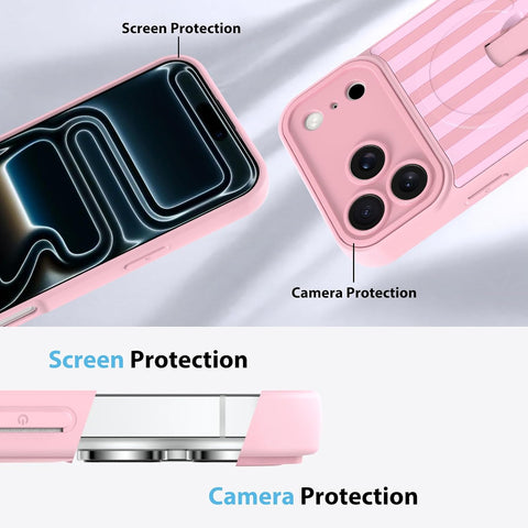 KANGHAR Compatible with iPhone 17 Pro Case Stripes -Pink