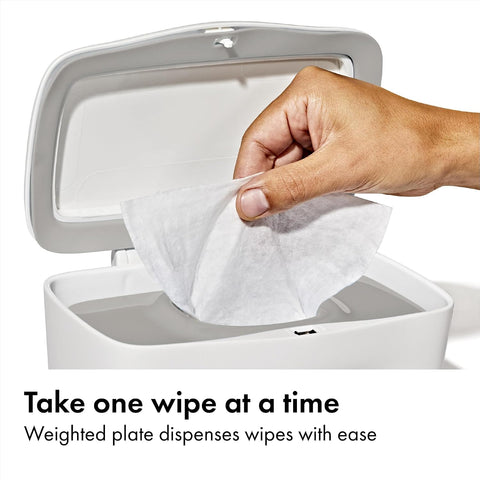 OXO Tot Perfect Pull Baby Wipes Dispenser, Refillable Wipe Holder, Gray