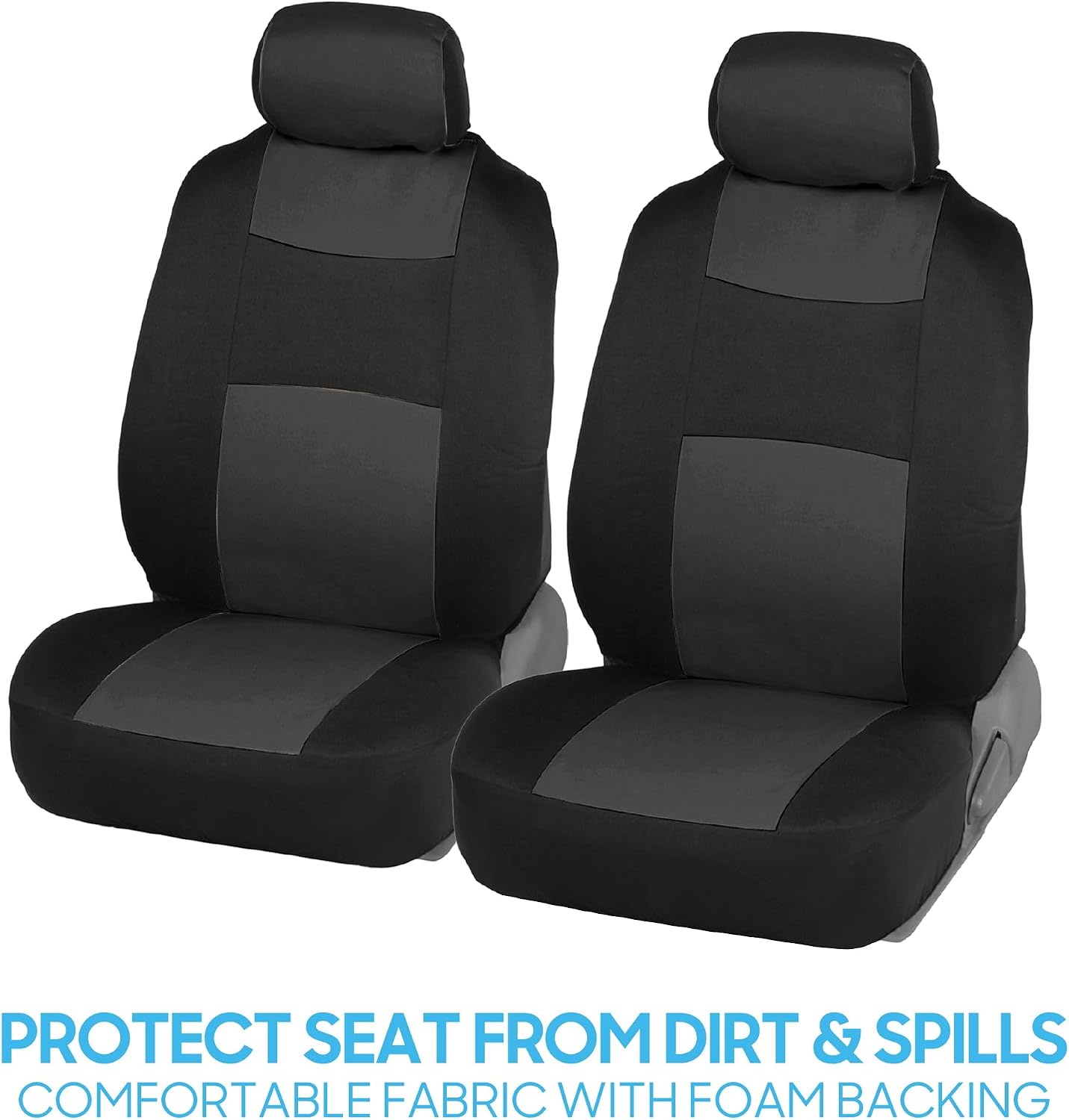 BDK PolyPro Car Seat Covers Full Set in Charcoal on Black – Front and Rear Split Bench for Cars, Easy to Install Cover Set, Accessories Auto Trucks Van SUV