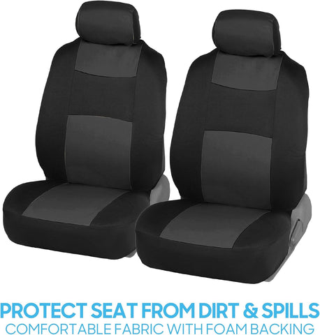 BDK PolyPro Car Seat Covers Full Set in Charcoal on Black – Front and Rear Split Bench for Cars, Easy to Install Cover Set, Accessories Auto Trucks Van SUV