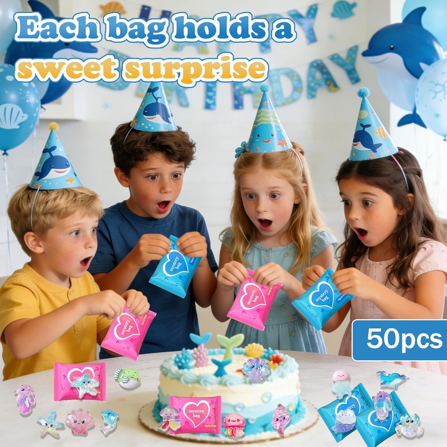 Ocean Animal Blind Bag Mini Resin Figures, Cute Cartoon Sea Creatures Mystery Pack for Kids & Teens, DIY Phone Case Charms, Craft Decorations, Party Favors & Collectibles