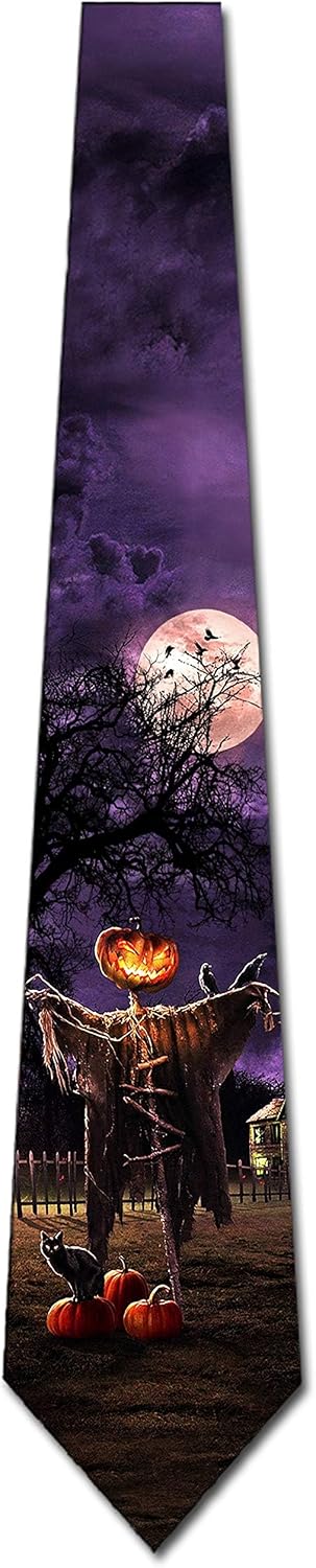 Three Rooker Scarecrow Halloween Ties Jack-o-Lantern Necktie