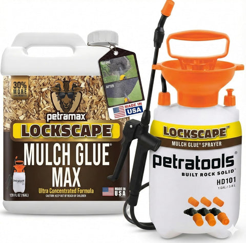 PetraMax Lockscape Rock and Mulch Glue for Landscaping with Sprayer, 1 Gal