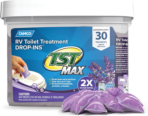 Camco TST MAX RV Toilet Treatment Drop-INs - Lavender 30-pk Made in the USA
