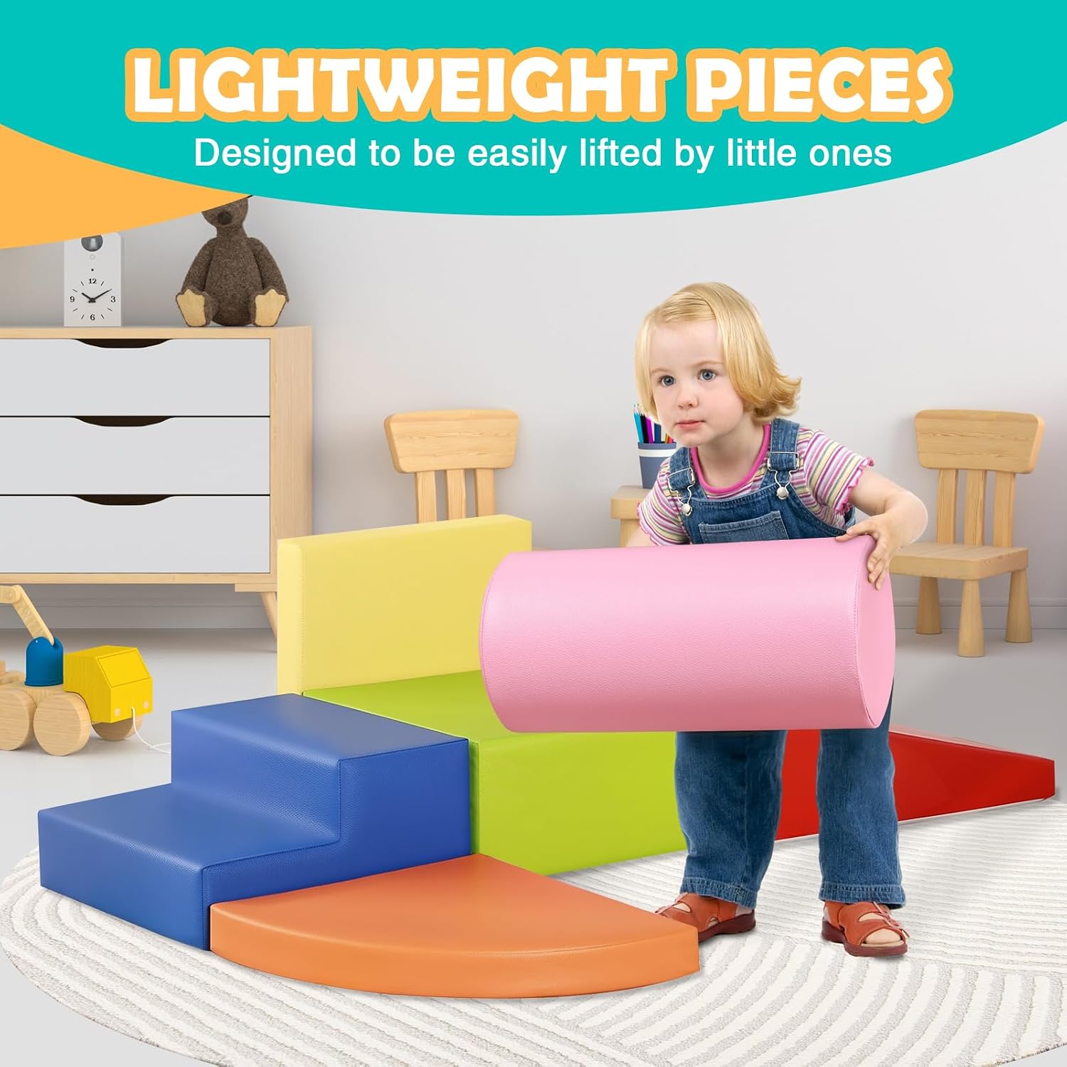 JungleDove 6-Piece Set Baby Foam Climbing Blocks for Toddlers - Baby Climbing Toys for Toddlers Indoor - Kids Soft Play Climbing - Foam Play Gym Playtime Corner Climber