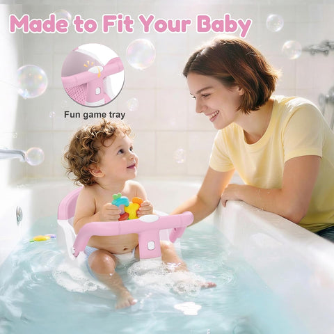 Baby Bath Seat for Babies 6 Months & Up Sitting Up with Suction Cups, Pink