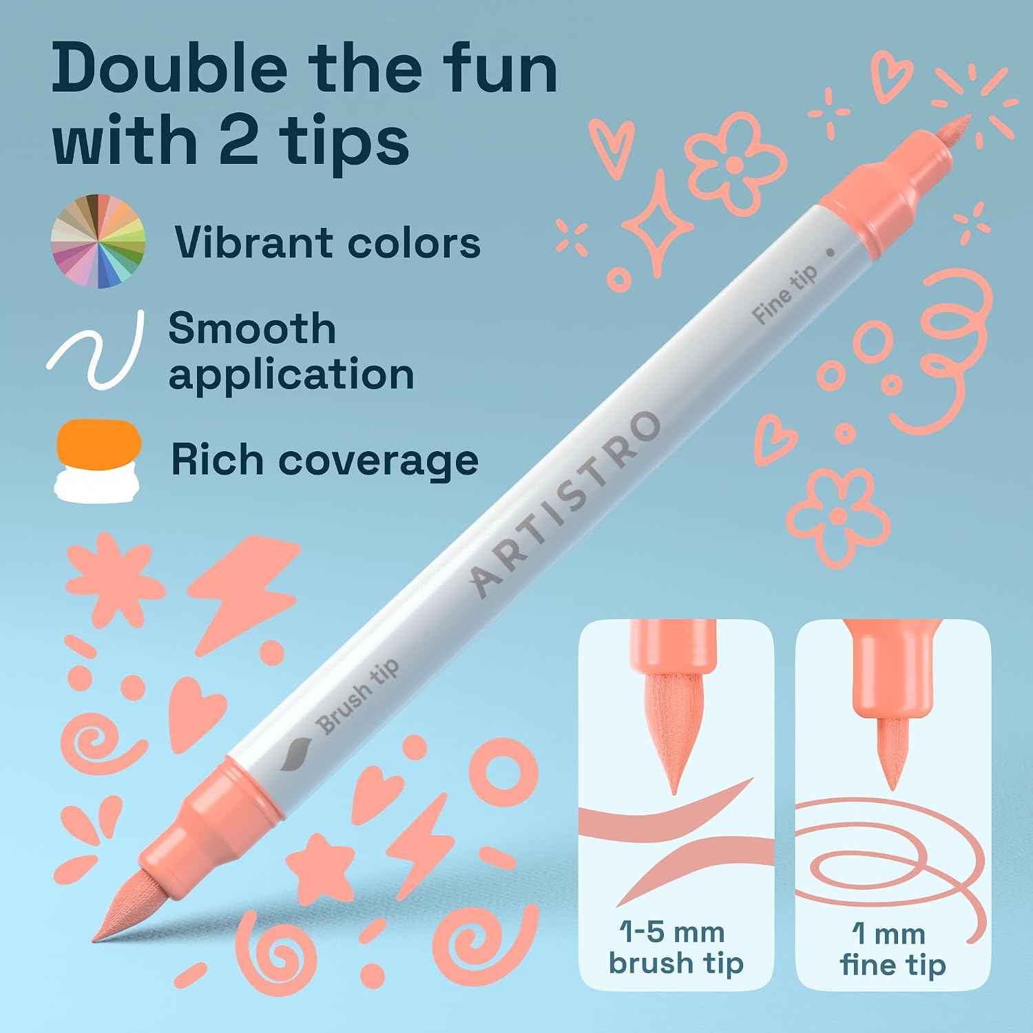 ARTISTRO 12 Pastel Dual-Tip Acrylic Paint Marker Pens for Drawing