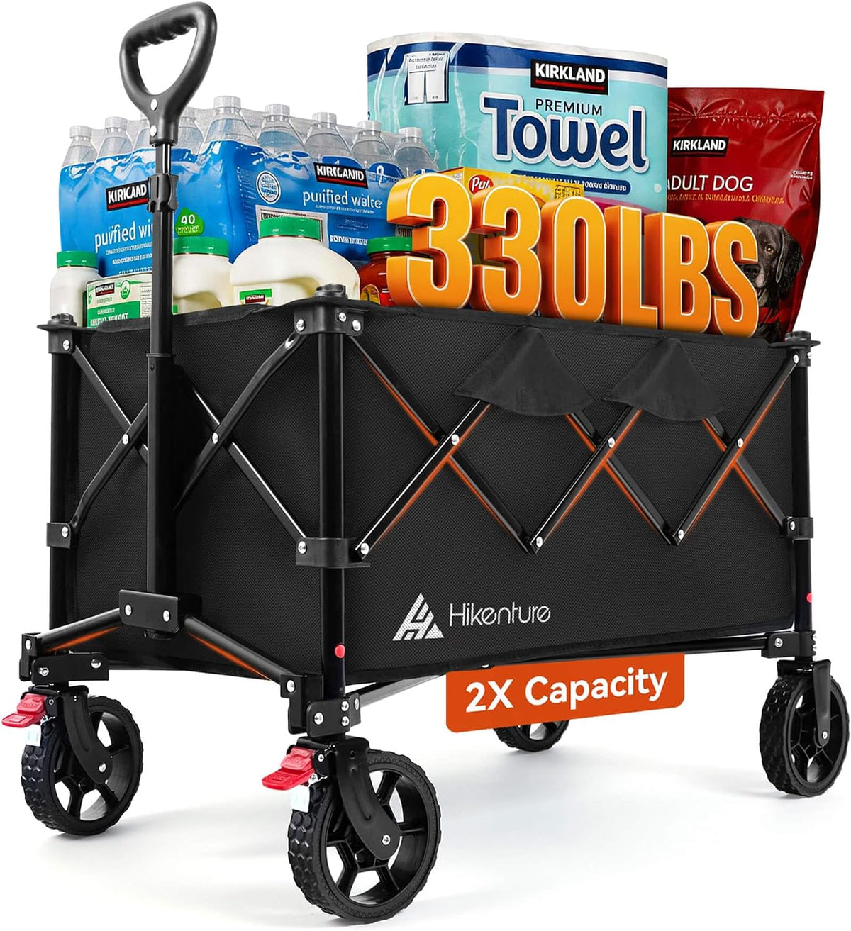 Hikenture Wagons Carts Foldable 330LBS, Heavy Duty Collapsible Wagon