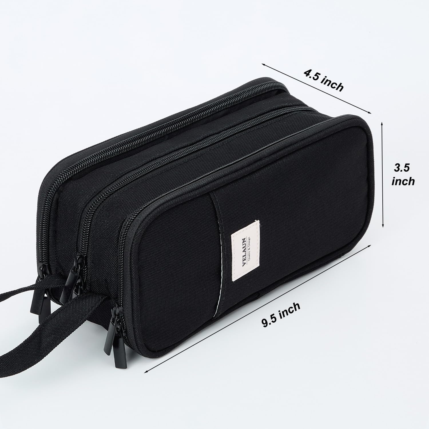 Pencil Case Pouch, Large Capacity Pencil Box Bag, Aesthetic Pen Organizer for School Supplies, Cute Preppy Stuff for Girls Boys Kids, Back to College Stationery, Black