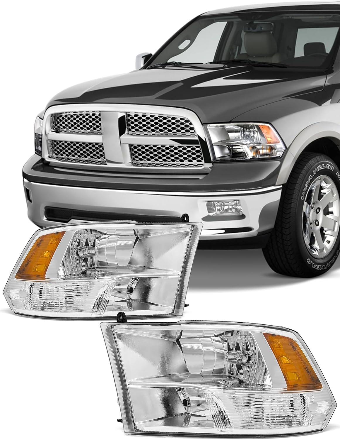 for 2009-2018 Dodge Ram Headlights Chrome Housing