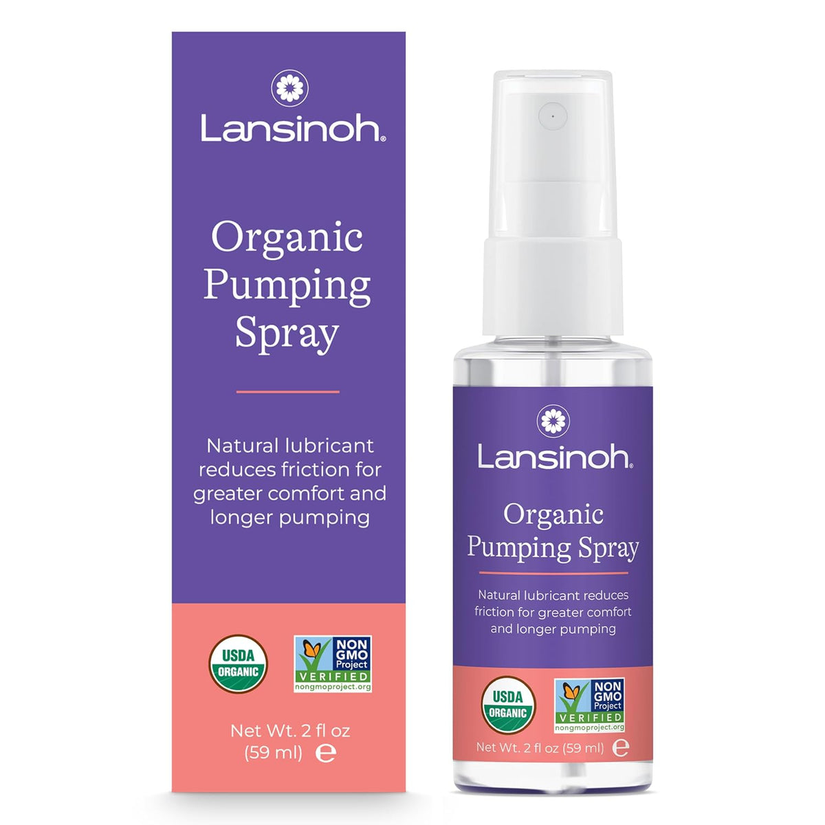 Lansinoh Organic Pumping Spray, Lanolin-Free Flange Lubricant, 2 Fl oz