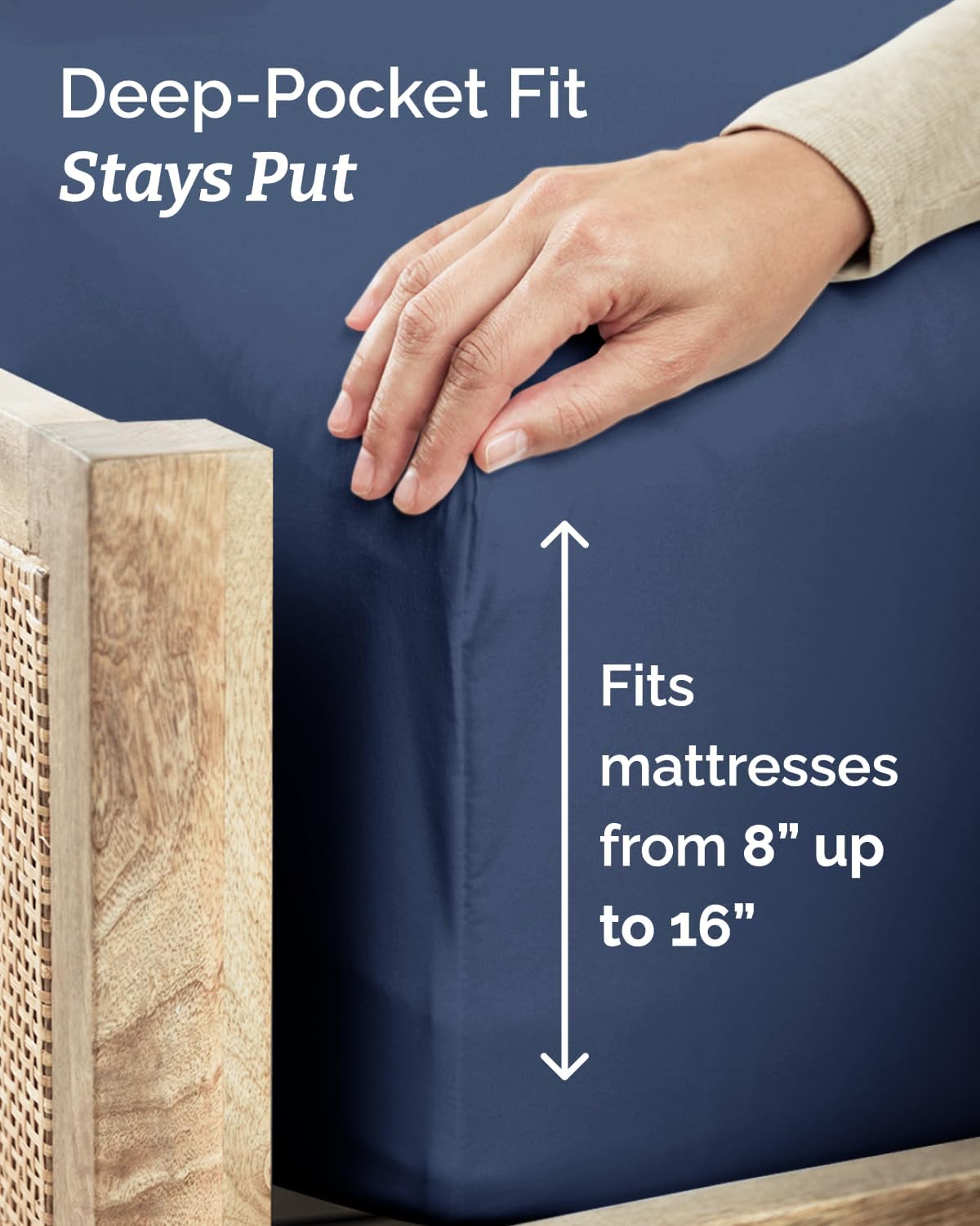 Twin Size 3 Piece Sheet Set - Comfy Breathable & Cooling Sheets - Navy Blue