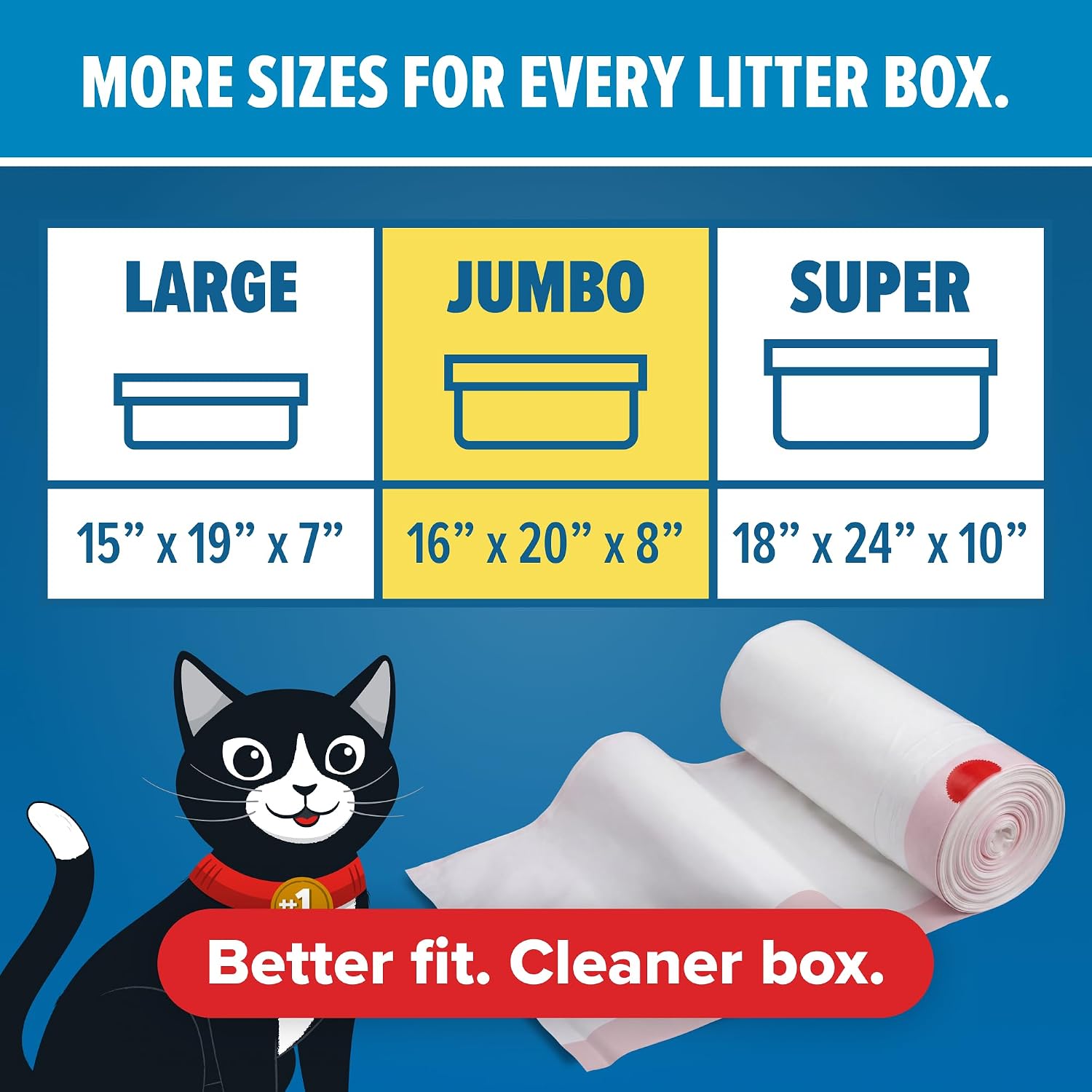 Jonny Cat Litter Box Liners Heavy Duty, Tear & Leak Resistant Jumbo 15ct