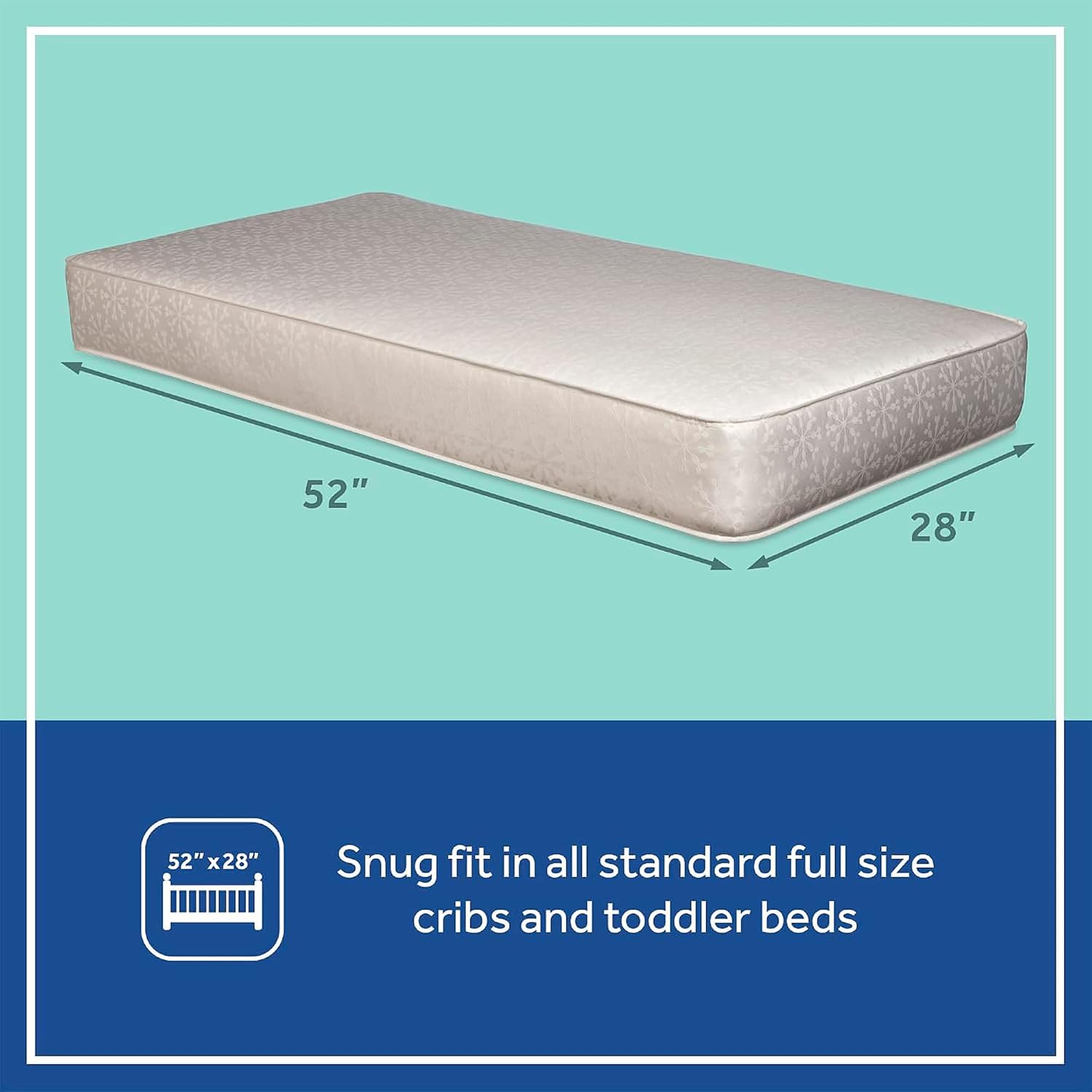 Sealy Baby Flex Cool 2 Stage Crib Mattress and Toddler Bed Mattress, Breathable Hybrid Coil Design, Waterproof Cotton Surface, GREENGUARD Gold Certified, Standard 52x28 Size