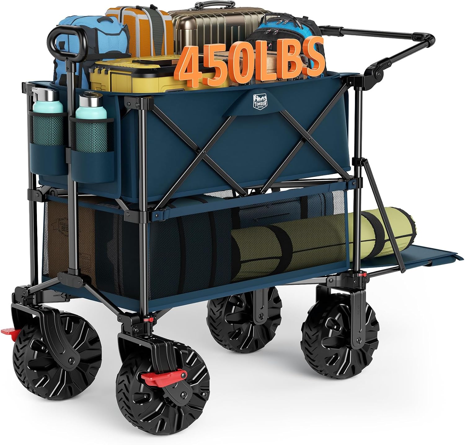 TIMBER RIDGE Push & Pull Double Decker Wagon, 400L Capacity & 450lb Load