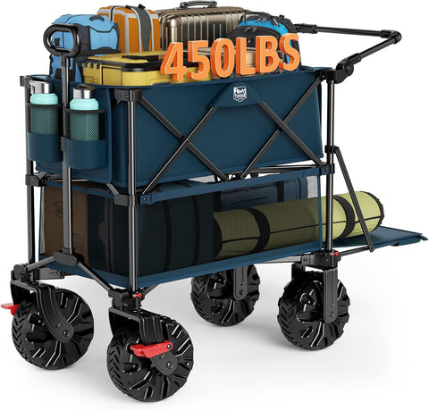 TIMBER RIDGE Push & Pull Double Decker Wagon, 400L Capacity & 450lb Load