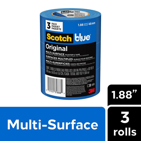 ScotchBlue Original Multi-Surface Painter's Tape 2 Inch Wide, 3 Rolls