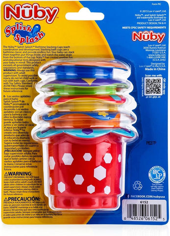 Nuby 5 Count Splish Splash Stacking Cups Baby Bath Toy