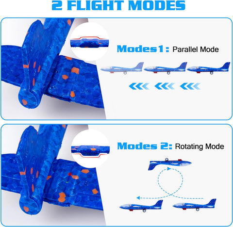 LJZJ 3pk LED Foam Plane Launcher, 2 Modes Outdoor Toy Gift Boys Girls 3+