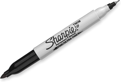 Sharpie Twin Tip Permanent Markers, Fine and Ultra Fine, Black, 4 Count