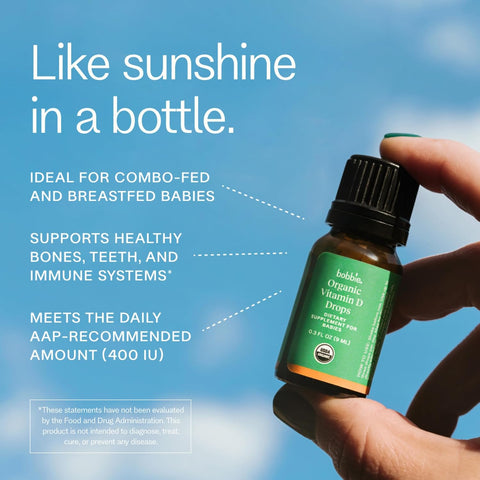 Bobbie Organic Baby Vitamin D Drops, Immune Health, 400 IU, 0.3 fl oz