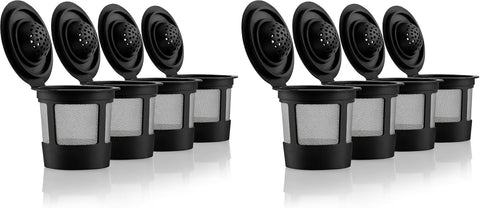 4 Black Reusable K Cups for Keurig Coffee Makers - Compatible with K-Express, K-Elite, K-Select, K-Classic, K-Mini, K-Compact (Pack of 2)