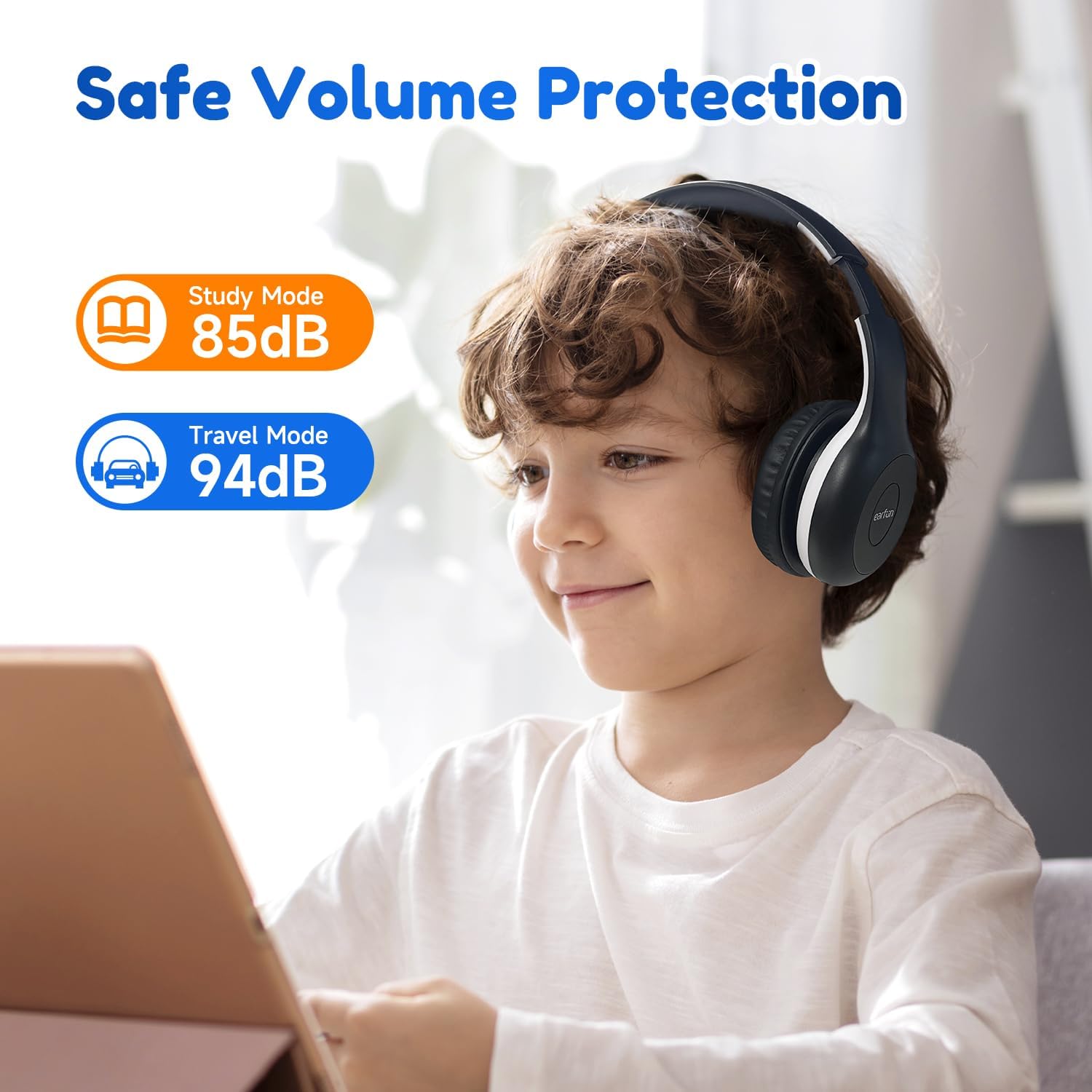 EarFun K2 Kids Bluetooth Headphones for School, Kids Headphones with Mic