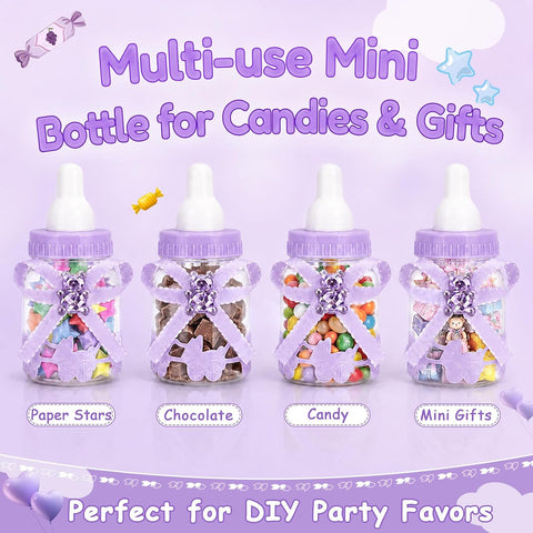 24Pcs Baby Bottle Candy Boxes 3.5"+ 5 Artificial Roses Baby Shower Favors