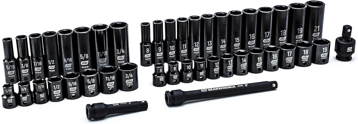 GEARWRENCH 44 Pc 3/8" Dr 6 Pt Std/Deep Impact SAE/mm Socket Set | 84916N