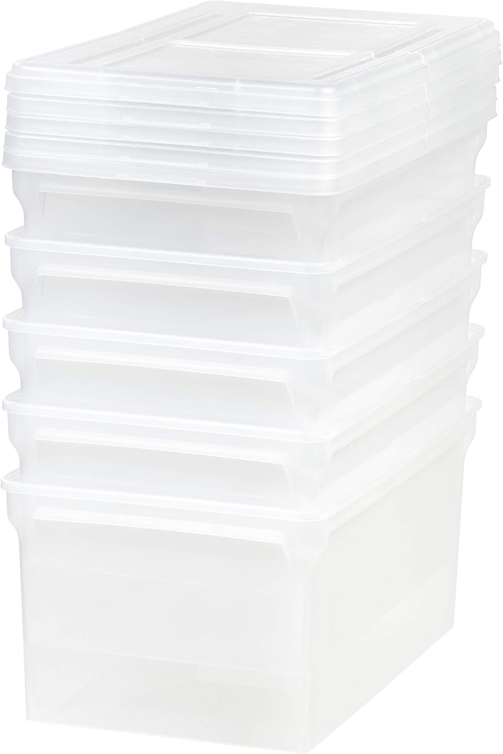 IRIS USA 5-Pack 44 Qt. Letter File Box with Hinged Lid, Clear