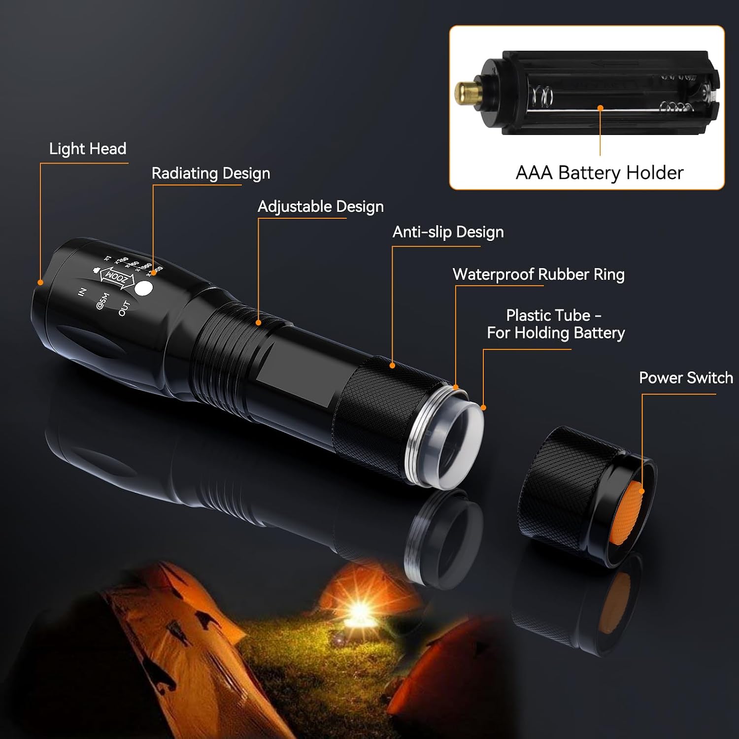 LED Flashlight 2 Pack, Small Flashlights Powerful High Lumens 5 Modes, Waterproof Zoomable Mini Tactical Flash Light for Home Emergencies Camping
