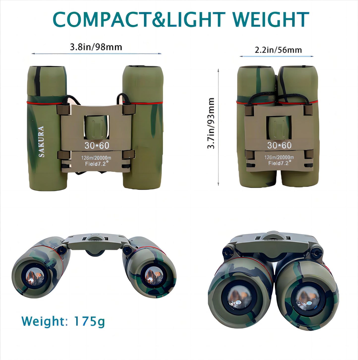 ZIYOUHU Binoculars Small Compact Light Binoculars, Suitable for Adults and Children Bird Watching Travel Sightseeing, Waterproof Lightweight Small Binoculars, with Clear Low-Light Vision (Camo)