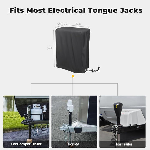 BougeRV RV Electric Tongue Jack Cover, 600D, Universal, Black