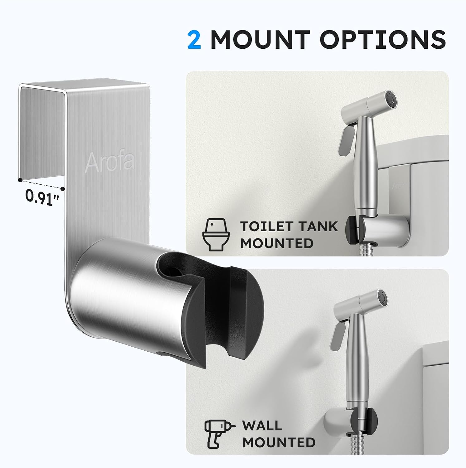 Arofa Handheld Bidet Sprayer, Bidet Attachment for Toilet, Brushed Nickel