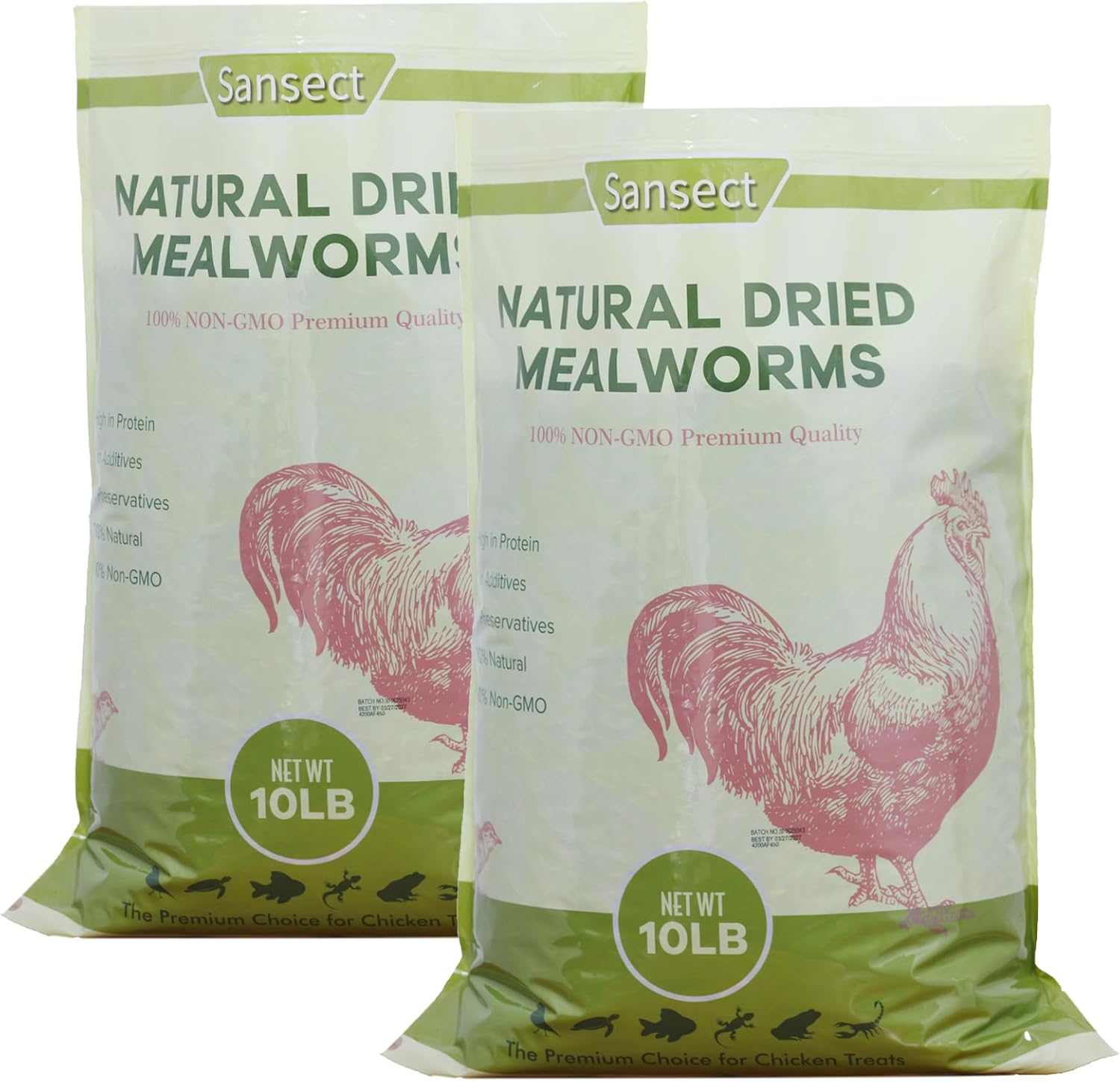 SANSECT 20LB Dried Mealworms for Chickens, Ducks, Wild Birds, Reptile Food