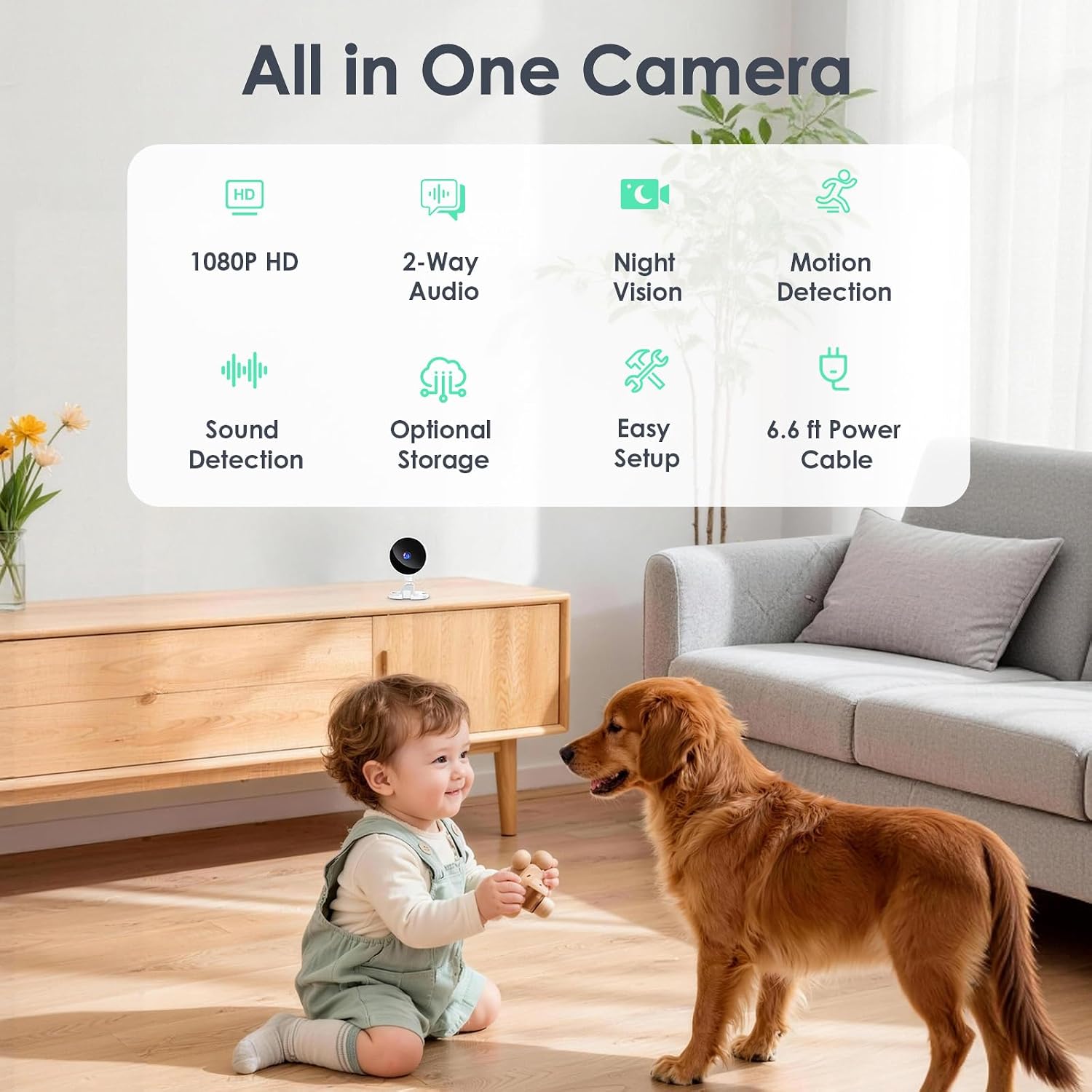 YOTON Indoor Security Camera for Baby Monitor, Home & Pets, 2.4GHz Wi-Fi