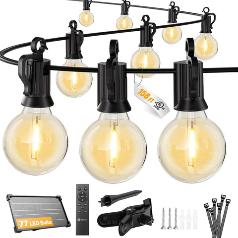 Brightown 158FT 77LED Solar String Lights Outdoor with Remote & USB Port