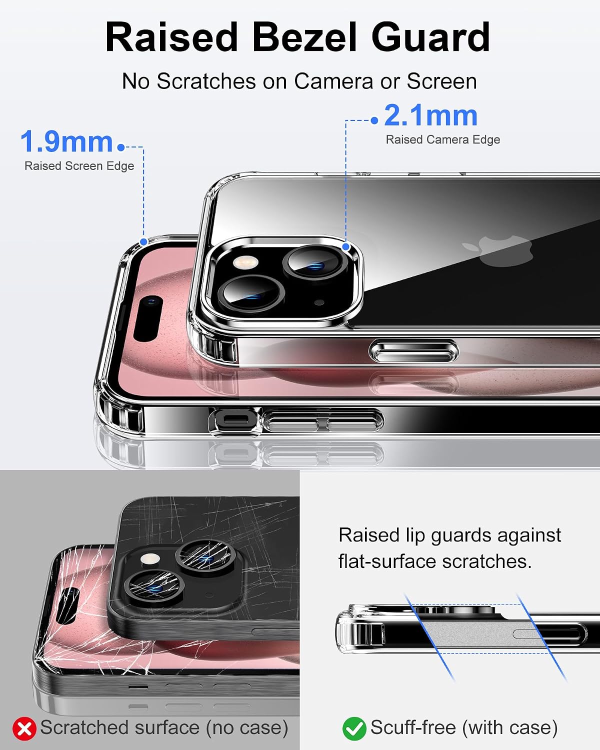 HOOMIL Case for iPhone 15, Anti-Yellowing, Crystal Clear